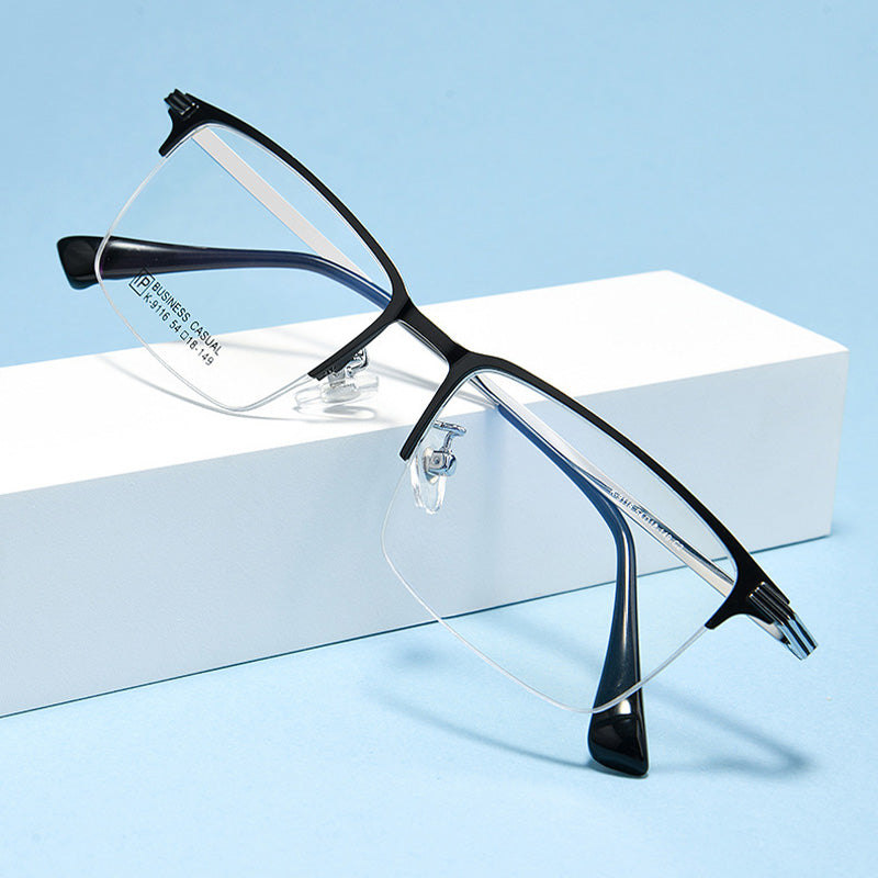 Browline Rectangle Metal Half Rim Prescription Glasses Spectacles Frames Unisex K-9116