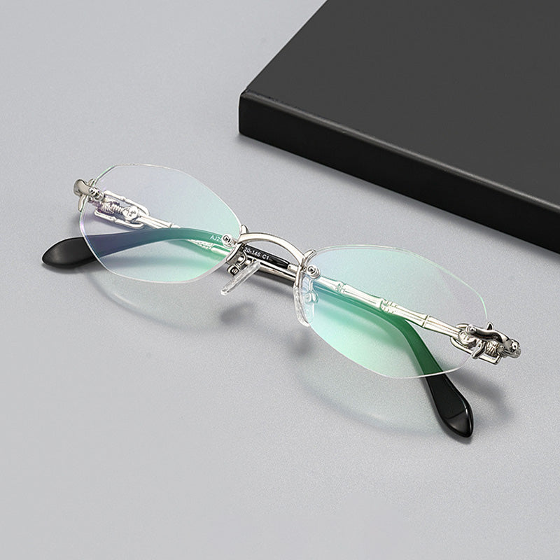 Gothic Darkwave Skeleton Rimless Glasses 25087WK