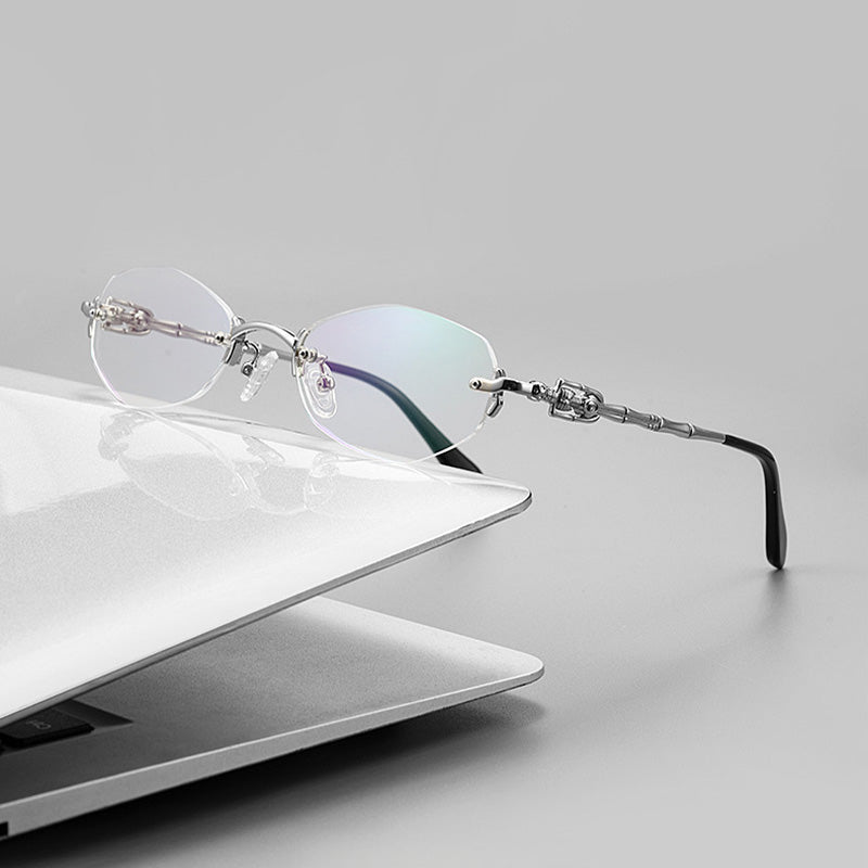 Gothic Darkwave Skeleton Rimless Glasses 25087WK