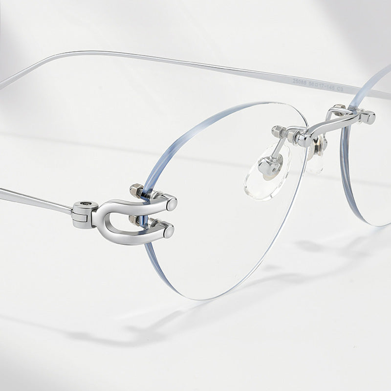 Horseshoe Hinge Design Rimless Eyeglasses 25088WK