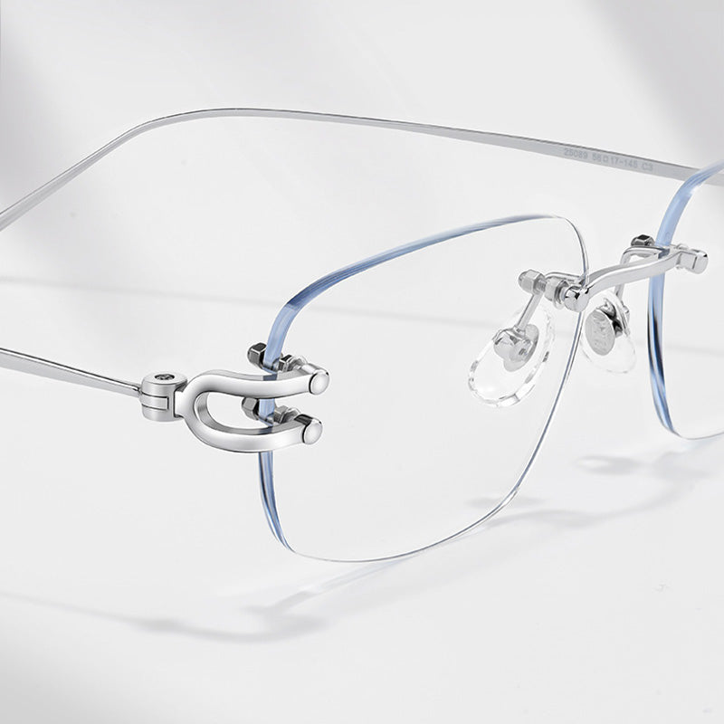 Horseshoe Hinge Design Rimless Eyeglasses 25089WK