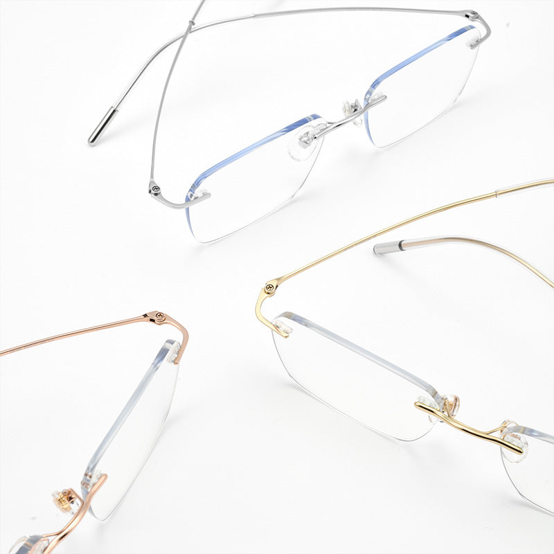 Minimalist Rectangle Rimless Glasses 28165Y