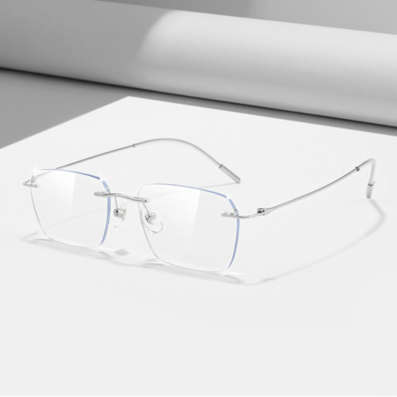 Minimalist Rectangle Rimless Glasses 28165Y