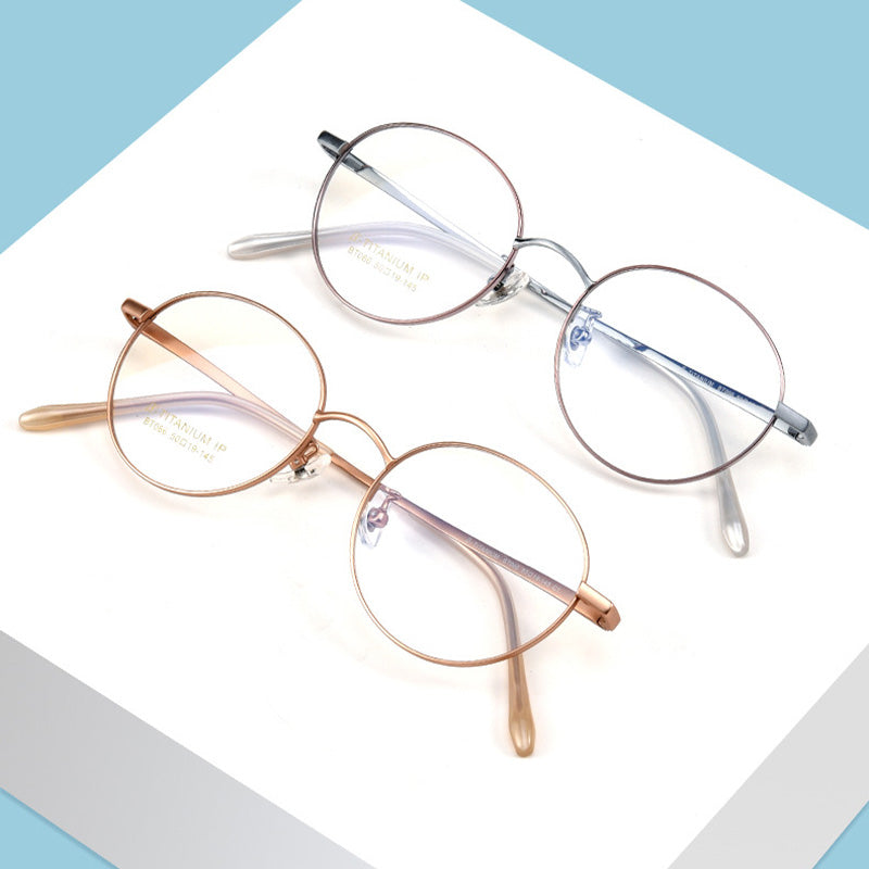 Oval Metal Full Rim Prescription Glasses Spectacles Frames for Thick Lenses BT066T