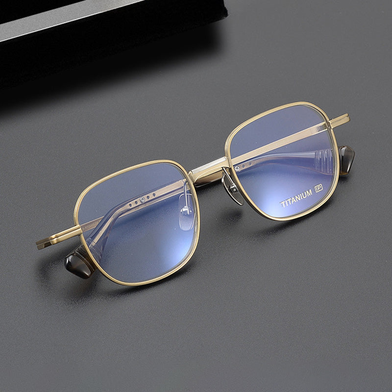 Rectangle Titanium Full Rim Prescription Glasses Spectacles Frames for Thick Lenses DTX151