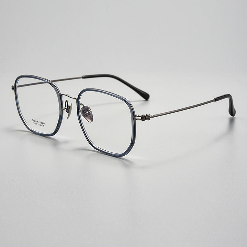 Industrial Style Titanium & TR90 Geometric Full Rim Prescription Spectacles Eyeglasses Frames 2803U