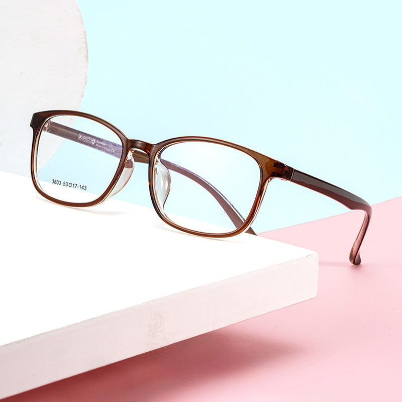Rectangle Full Rim TR Prescription Glasses Spectacles Unisex 06-3603