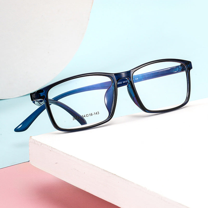 Rectangle Full Rim TR Prescription Glasses Spectacles Unisex 06-3602