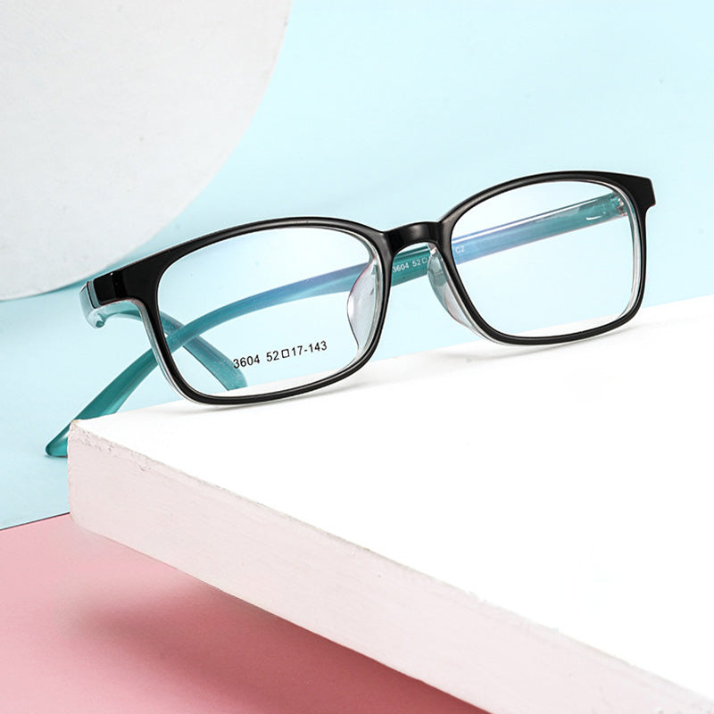Rectangle Full Rim TR Prescription Glasses Spectacles Unisex 06-3604