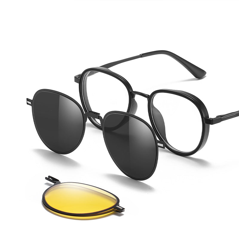 Magnetic Foldable Clip On Night Driving Glasses or Sunglasses or Prescription Eyeglasses 7707