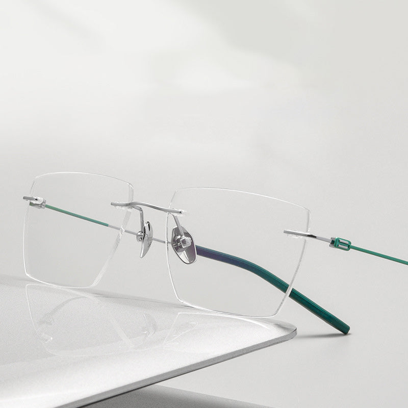 Geometric Titanium Metal Rimless Prescription Glasses Spectacles Frames Unisex BV6028