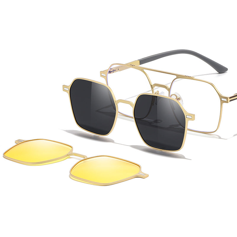 Magnetic Clip On Night Driving Glasses or Sunglasses or Prescription Eyeglasses 7042