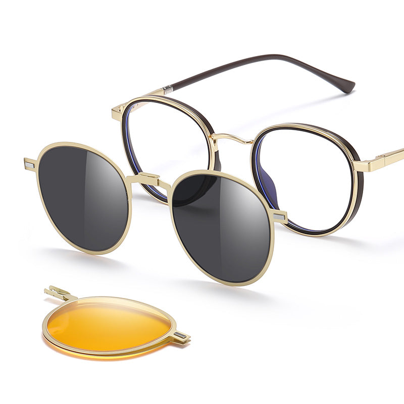 Magnetic Foldable Clip On Night Driving Glasses or Sunglasses or Prescription Eyeglasses 7706