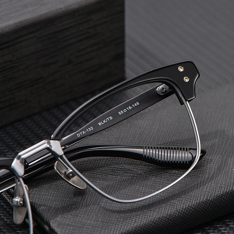 Acetate Titanium Metal Browline Full Rim Prescription Spectacles Unisex DTX132S