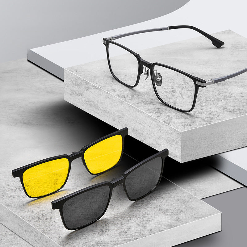 Prescription Eyeglasses With Magnetic Clip On Sunglasses Y9017
