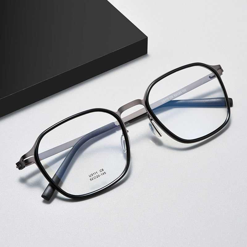 Industrial Metal & TR90 Rectangle Full Rim Prescription Spectacles Eyeglasses Frames 3111U
