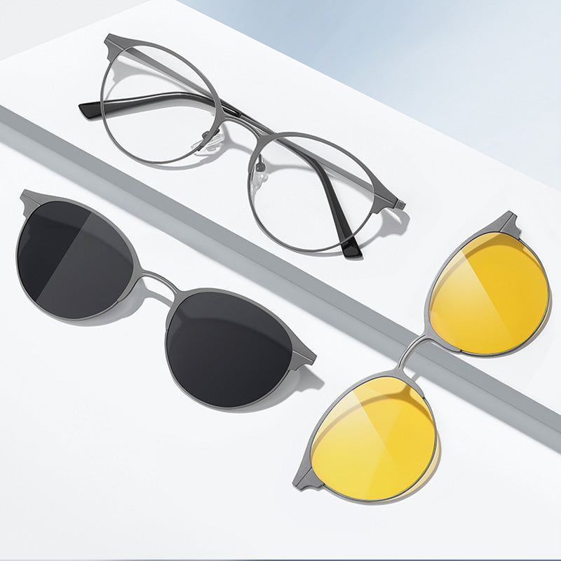 Magnetic Clip On Night Driving Glasses or Sunglasses are made of metal. 7029