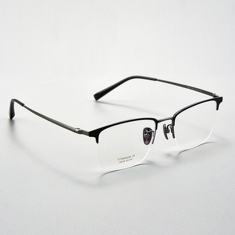 Browline Rectangle Metal Half Rim Prescription Glasses Spectacles Frames Unisex H26009Y
