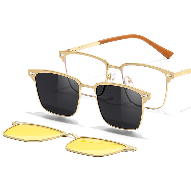 Magnetic Clip On Night Driving Glasses or Sunglasses or Prescription Eyeglasses 7044