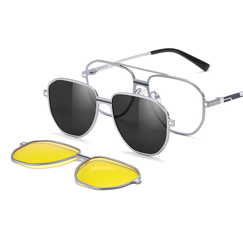 Magnetic Clip On Night Driving Glasses or Sunglasses or Prescription Eyeglasses 7037