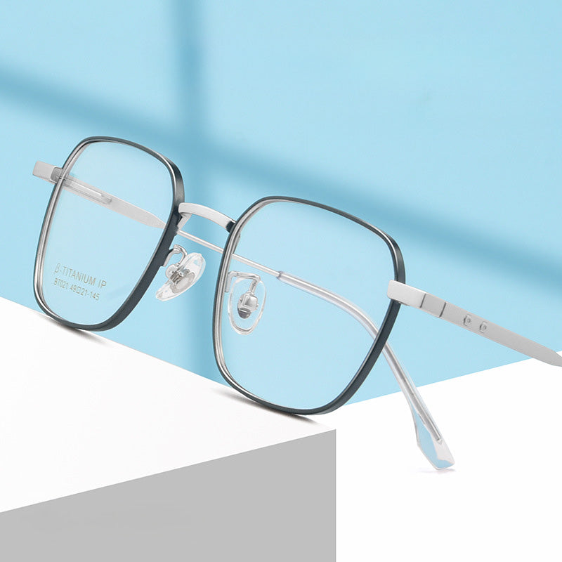 Rectangle Metal Full Rim Prescription Glasses Spectacles Frames for Thick Lenses BT021T