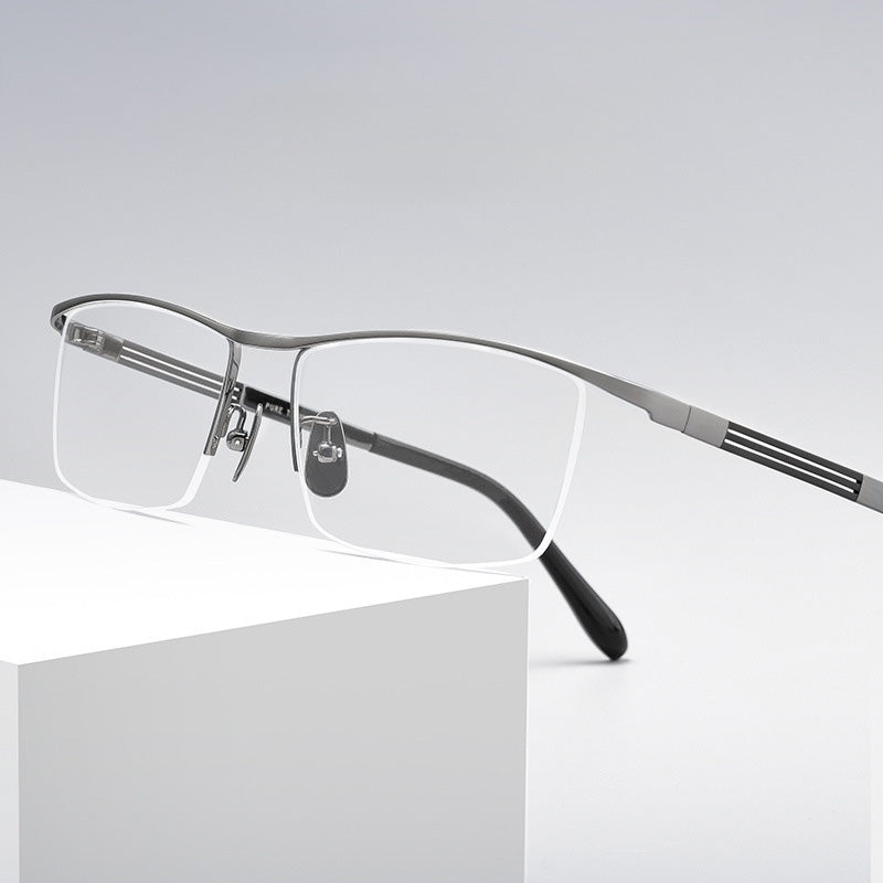 Rectangle Titanium Metal Half Rim Prescription Glasses Spectacles Frames Unisex 80015B