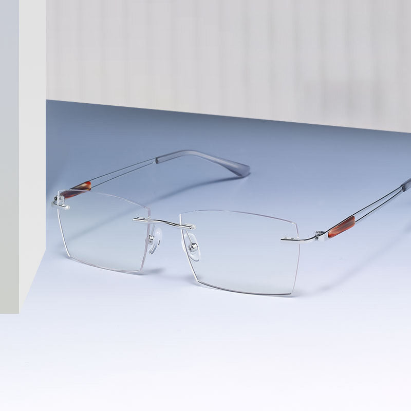 Geometric Metal Rimless Prescription Glasses Spectacles Frames Unisex X1012WK