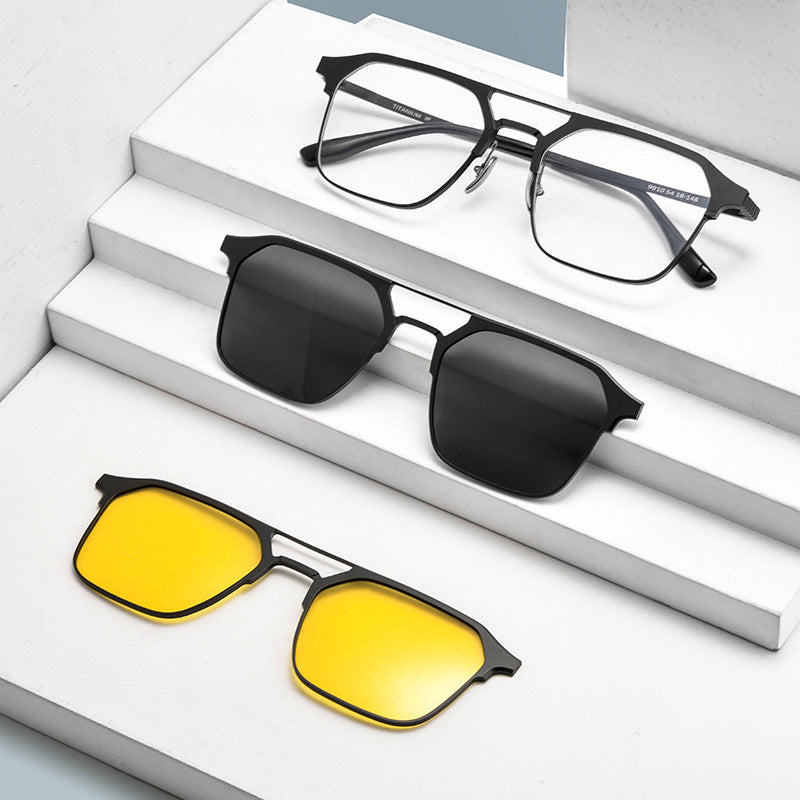Magnetic Clip On Night Driving Glasses or Sunglasses are made of aluminum-magnesium alloy. 9910