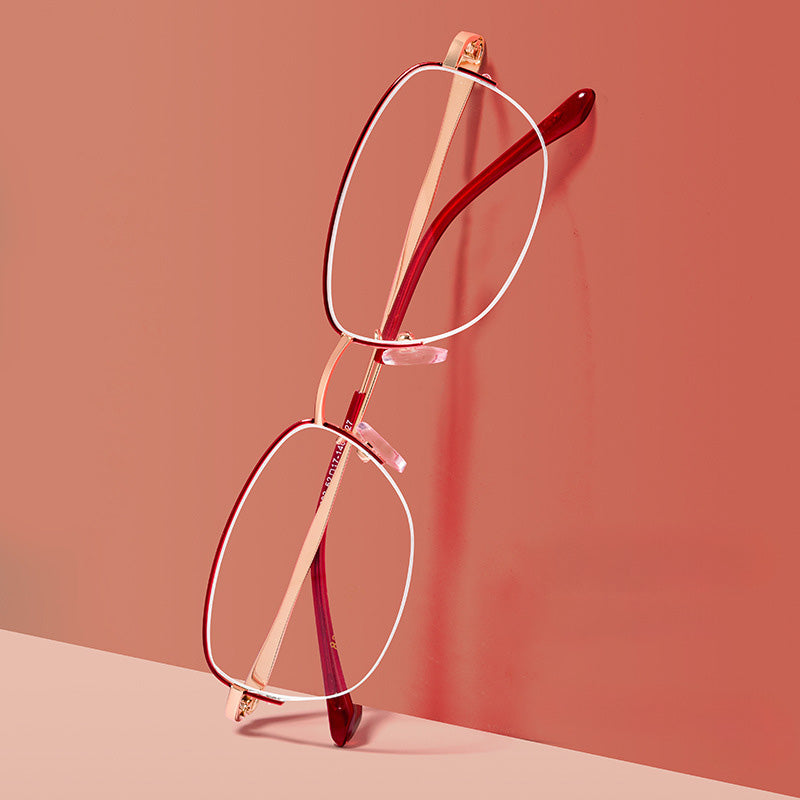 Cat eye Oval Metal Half Rim Prescription Glasses Women's Spectacles Frames 83003SN