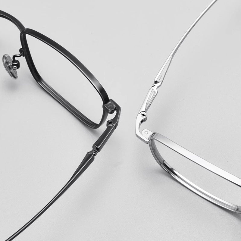 Rectangle Titanium Metal Full Rim Prescription Glasses Spectacles Frames for Thick Lenses J85927