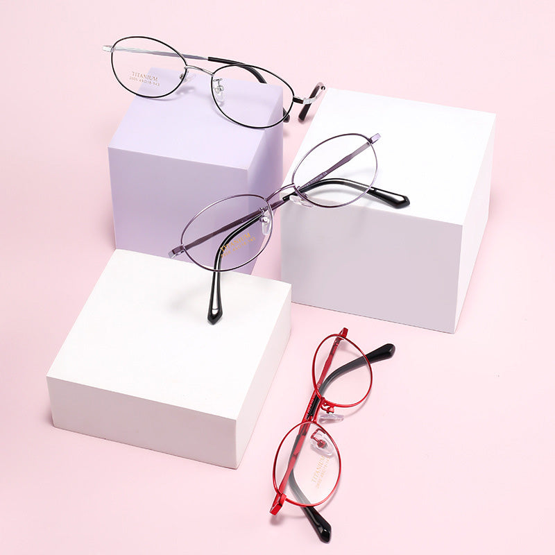 Oval Metal Full Rim Prescription Spectacles Frames Fashion Glasses for Women 2806K