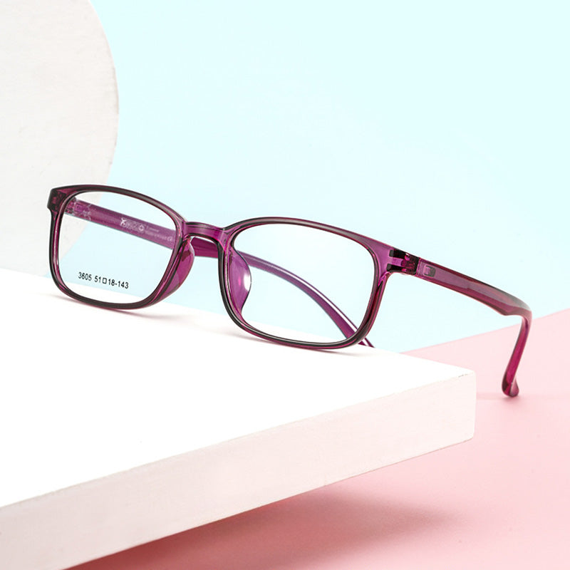 Rectangle Full Rim TR Prescription Glasses Spectacles Unisex 06-3605