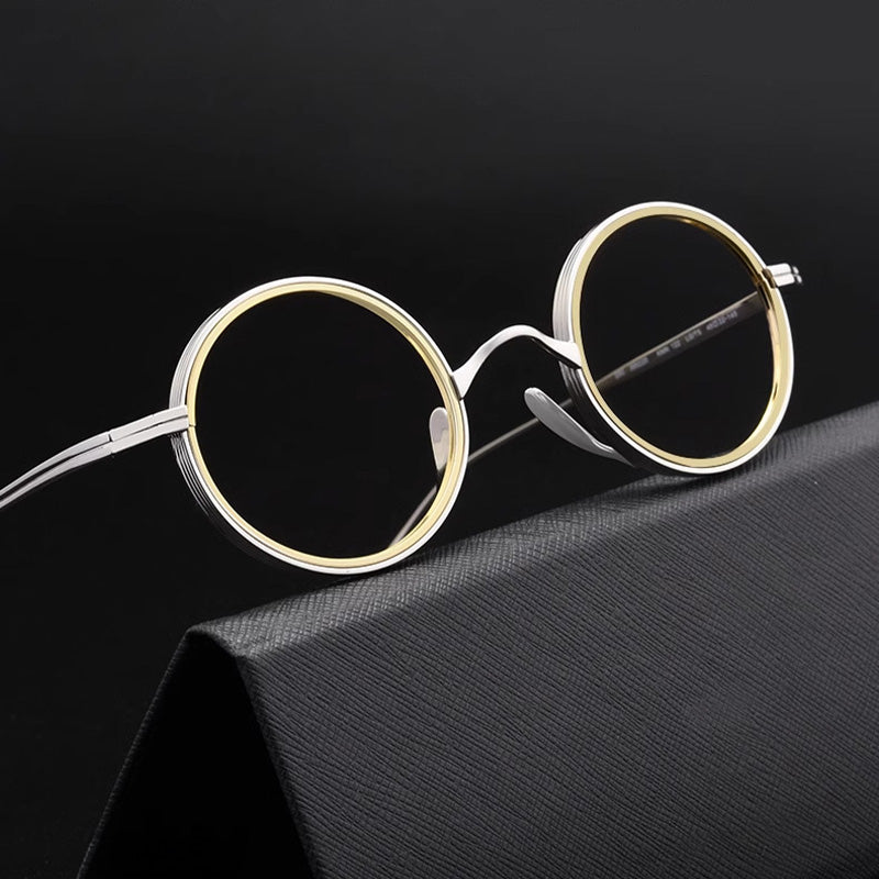 Oval Titanium Full Rim Prescription Glasses Spectacles Frames for Thick Lenses KMN122