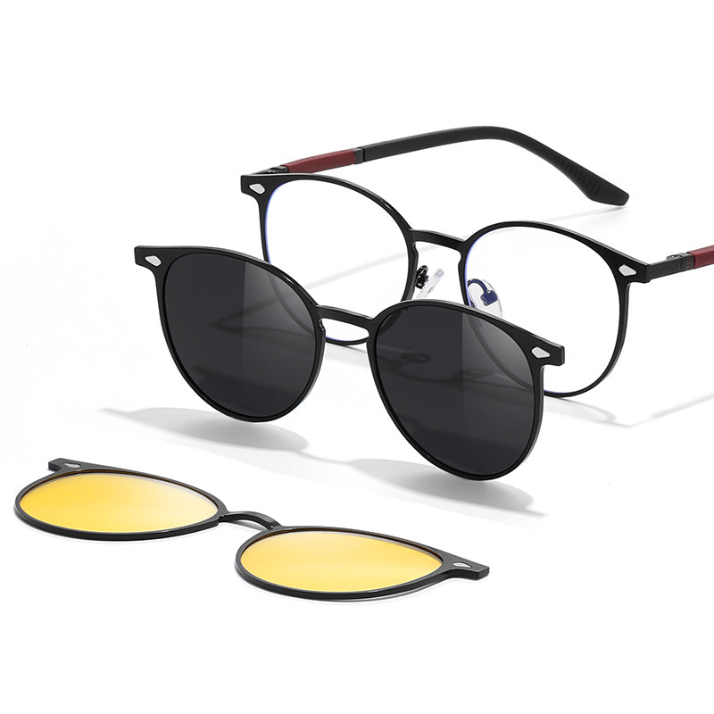 Magnetic Clip On Night Driving Glasses or Sunglasses or Prescription Eyeglasses 7043