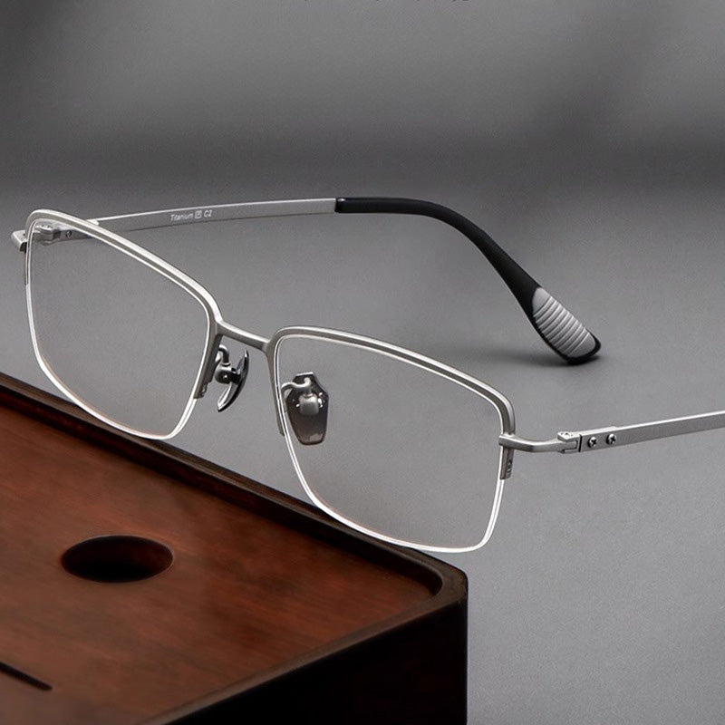Rectangle Titanium Metal Half Rim Prescription Glasses Spectacles Frames Unisex J86653