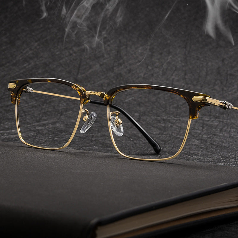 Browline Acetate Plastic Metal Full Rim Prescription Glasses Unisex 8366ZM