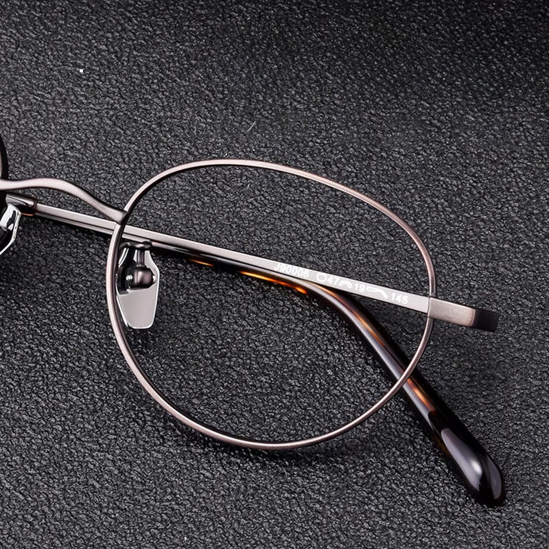 Oval Titanium Metal Full Rim Prescription Glasses Spectacles Frames for Thick Lenses J90006