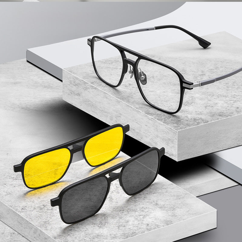 Prescription Eyeglasses With Magnetic Clip On Sunglasses Y9018