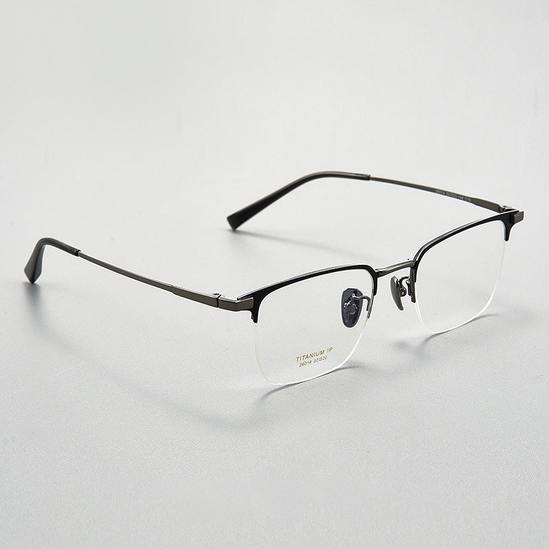 Browline Rectangle Metal Half Rim Prescription Glasses Spectacles Frames Unisex H26014Y