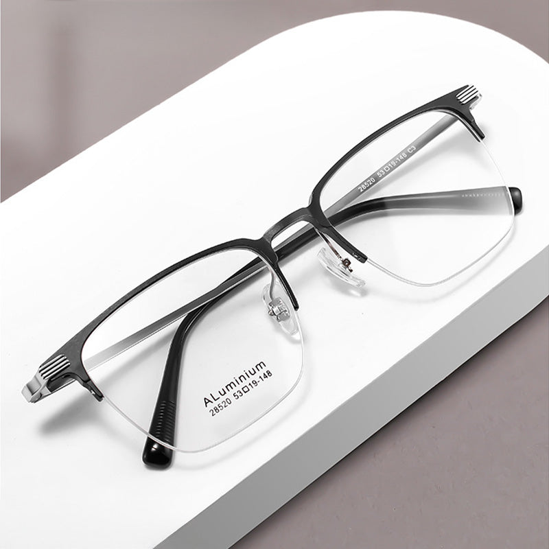 Browline Rectangle Metal Half Rim Prescription Glasses Spectacles Frames Unisex 28520SF