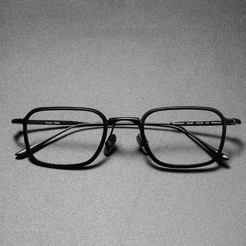 Rectangle Titanium Acetate Full Rim Prescription Glasses Spectacles Frames for Thick Lenses 1908BRAD