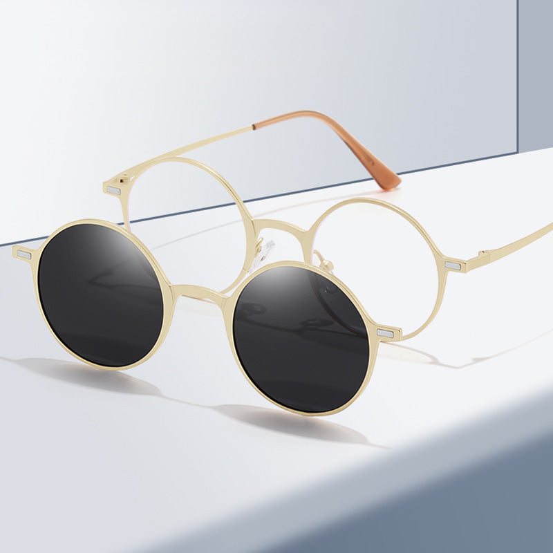 Magnetic Clip On Prescription Sunglasses Eyeglasses Set 7032