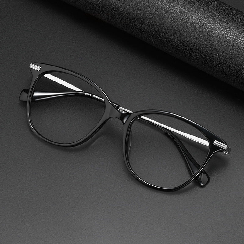 Cateye Acetate Titanium Full Rim Prescription Glasses Spectacles Frames 90005HS
