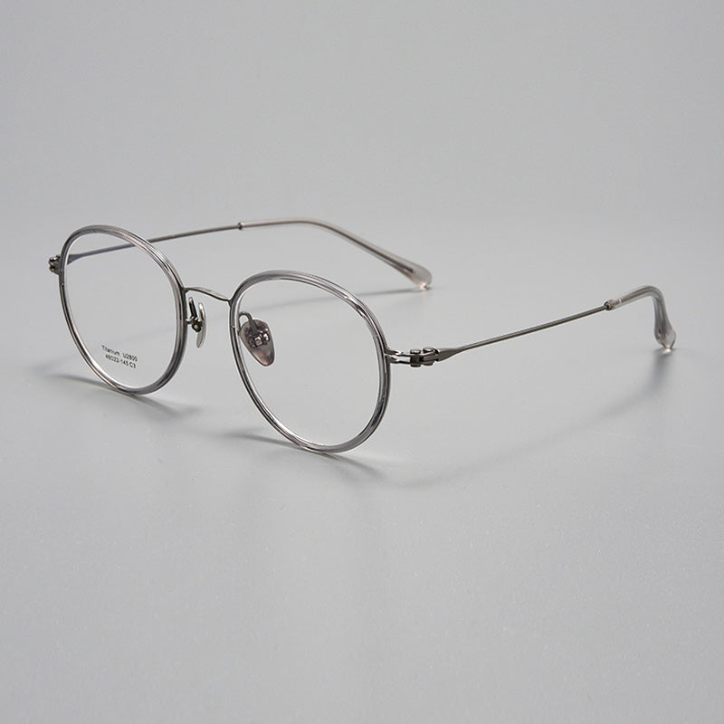Industrial Style Titanium & TR90 Oval Full Rim Prescription Spectacles Eyeglasses Frames 2800U
