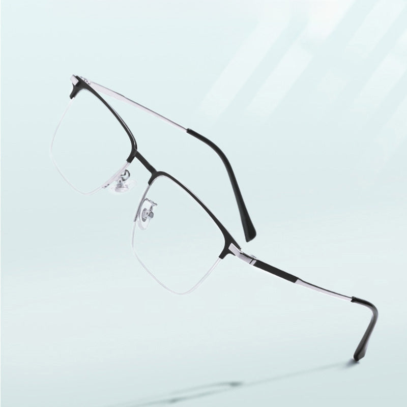 Rectangle Metal TR Half Rim Prescription Glasses Spectacles Frames Unisex T062505
