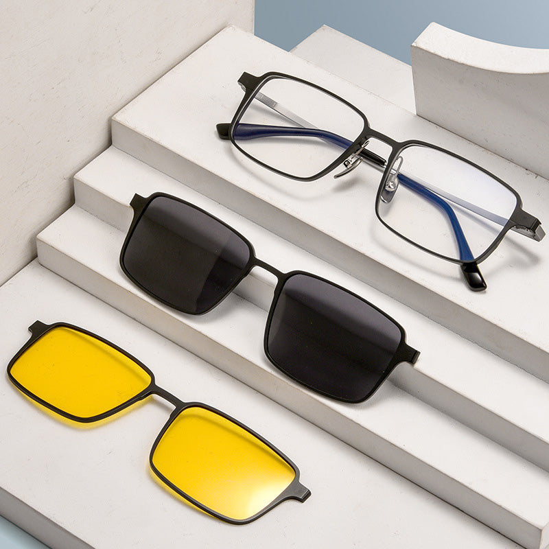 Magnetic Clip On Night Driving Glasses or Sunglasses are made of aluminum-magnesium alloy. 9909