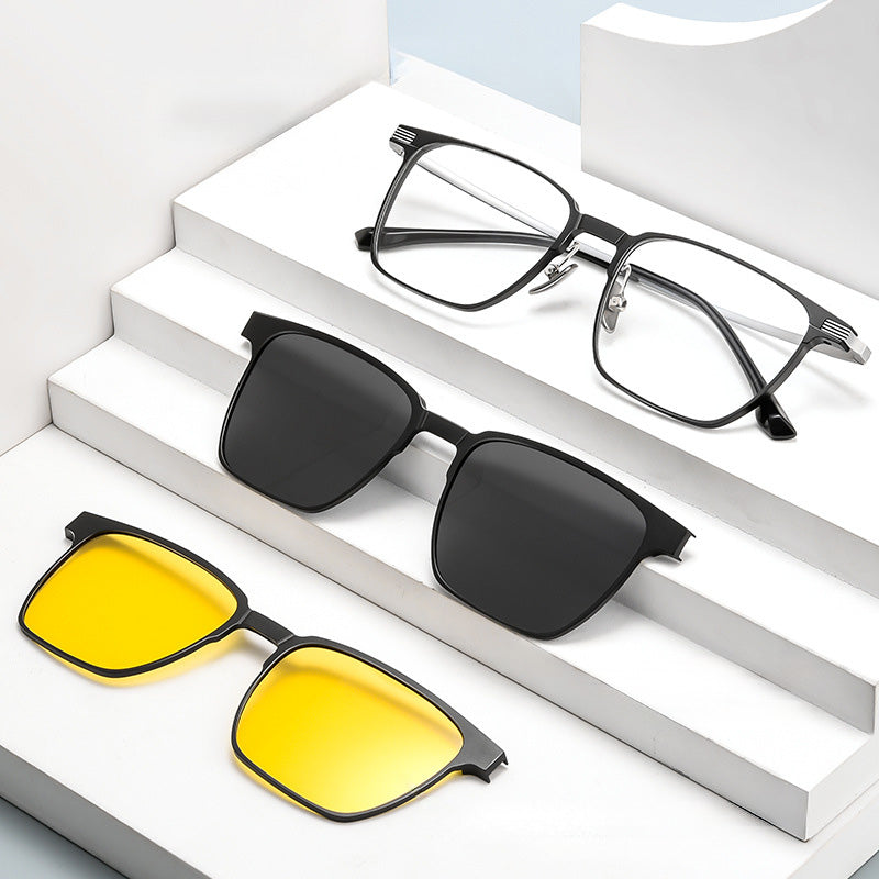 Magnetic Clip On Night Driving Glasses or Sunglasses are made of alumi