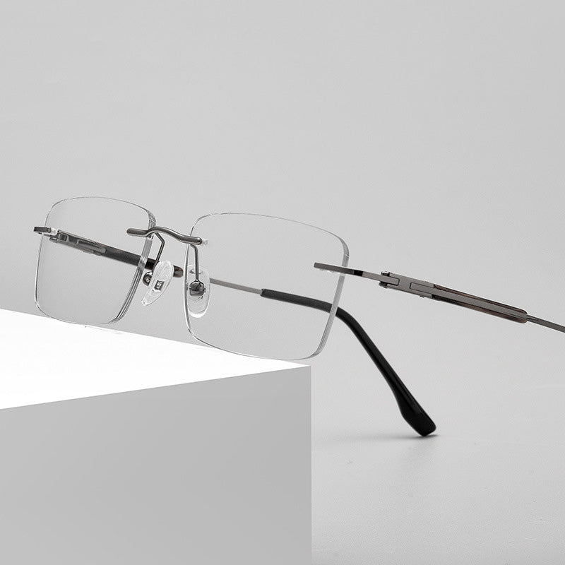 Rectangle Metal Rimless Prescription Glasses Spectacles Frames Unisex X1002WK