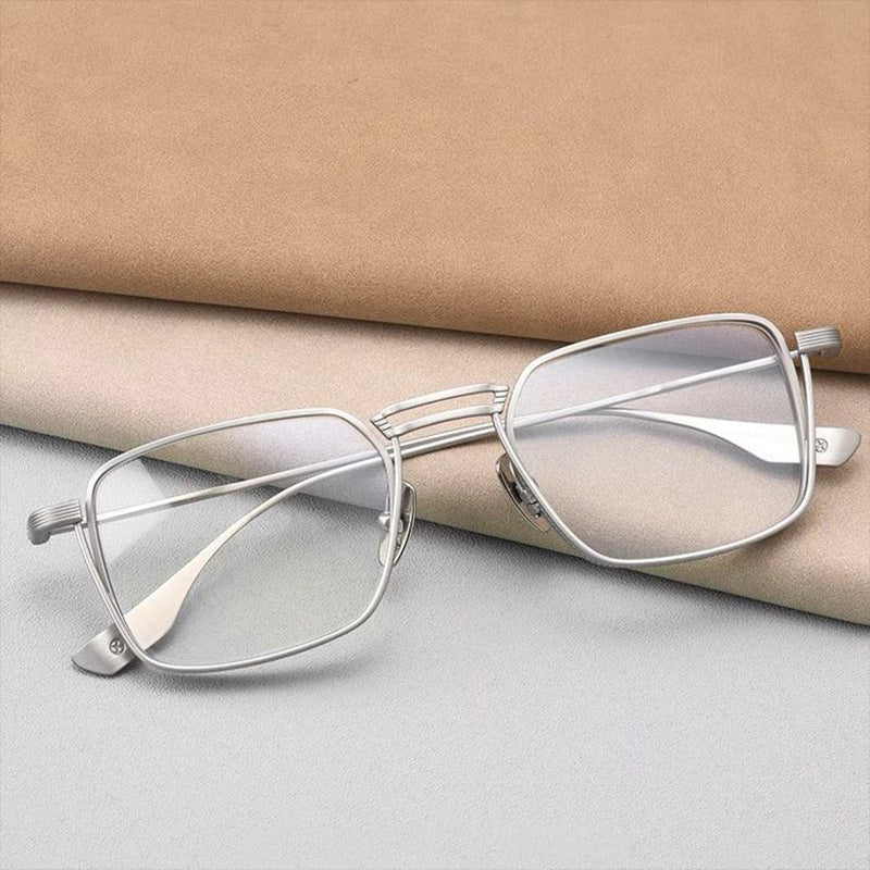 Rectangle Titanium Metal Full Rim Prescription Glasses Spectacles Frames for Thick Lenses DTX125-S