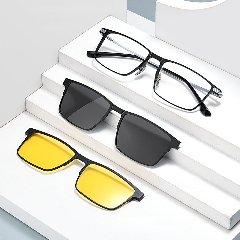 Magnetic Clip On Night Driving Glasses or Sunglasses are made of aluminum-magnesium alloy. 9905